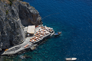 Image showing Scenic picture-postcard view of the beautiful town of Minori at famous Amalfi Coast with Gulf of Salerno, Campania, Italy.