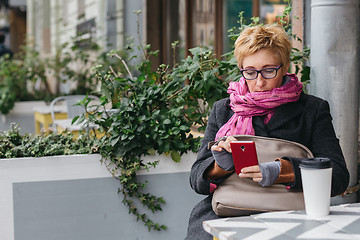 Image showing Adult woman surfing phone