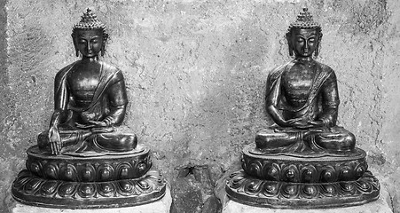 Image showing Meditating Buddha Statues couple