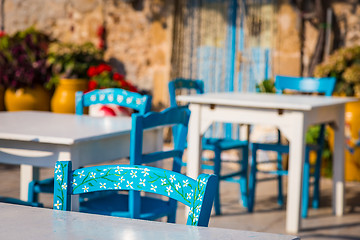 Image showing Tables in a traditional Italian Restaurant in Sicily