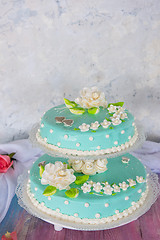 Image showing wedding cake with flowers