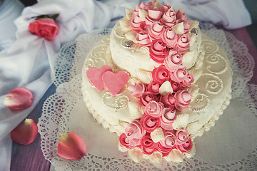 Image showing wedding cake with flowers