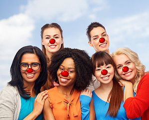 Image showing international group of happy women at red nose day