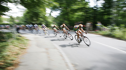 Image showing Speedy cyclists