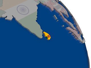 Image showing Sri Lanka with flag on globe