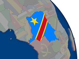 Image showing Democratic Republic of Congo with flag on globe