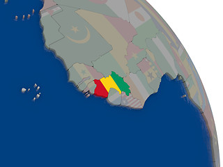 Image showing Guinea with flag on globe