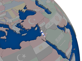 Image showing Israel with flag on globe