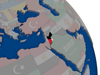 Image showing Jordan with flag on globe