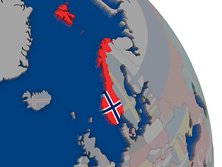 Image showing Norway with flag on globe