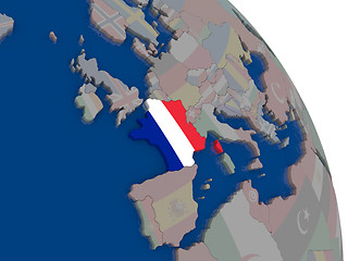 Image showing France with flag on globe