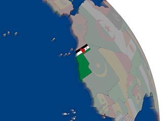 Image showing Western Sahara with flag on globe