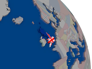 Image showing United Kingdom with flag on globe