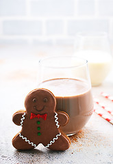 Image showing cocoa drink and gingerbread 