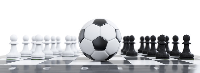 Image showing a soccer ball on a chess board