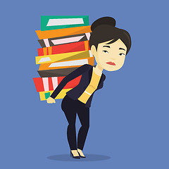 Image showing Student with pile of books vector illustration.