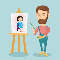 Image showing Creative male artist painting portrait.