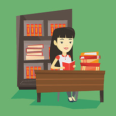 Image showing Student reading book vector illustration.