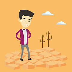 Image showing Sad man in the desert vector illustration.