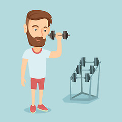 Image showing Man lifting dumbbell vector illustration.