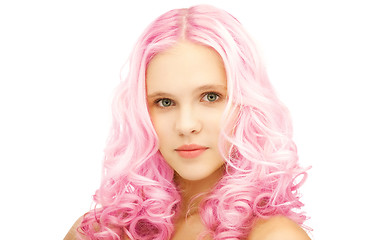 Image showing teen girl with trendy pink dyed hair