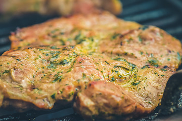 Image showing Fresh grilled meat. Grilled beef steak