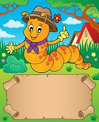 Image showing Happy caterpillar theme parchment 1