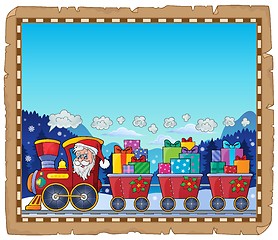 Image showing Parchment with Christmas train theme 3