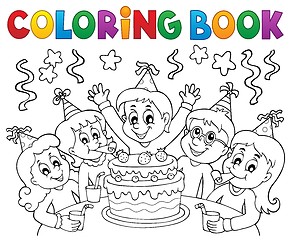 Image showing Coloring book kids party topic 1