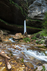 Image showing Upper Pericnik waterfall in Slovenian Alps in autumn, Triglav National Park