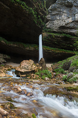 Image showing Upper Pericnik waterfall in Slovenian Alps in autumn, Triglav National Park