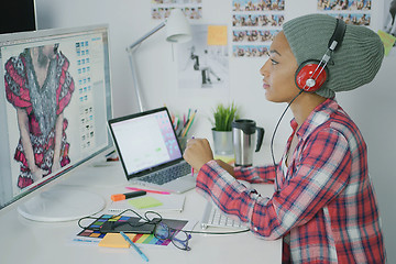 Image showing Trendy designer working with computer