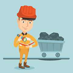 Image showing Miner checking documents vector illustration.