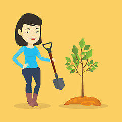 Image showing Woman plants tree vector illustration.