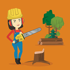 Image showing Lumberjack with chainsaw vector illustration.