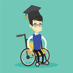 Image showing Graduate sitting in wheelchair vector illustration