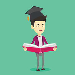 Image showing Graduate with book in hands vector illustration.