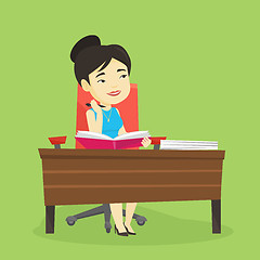 Image showing Student writing at the desk vector illustration.