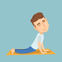Image showing Man practicing yoga upward dog pose.