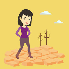 Image showing Sad woman in the desert vector illustration.