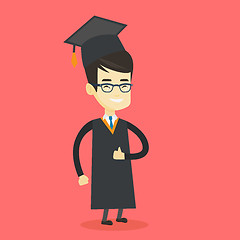 Image showing Graduate giving thumb up vector illustration.