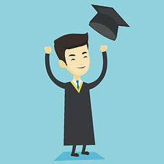 Image showing Graduate throwing up graduation hat.