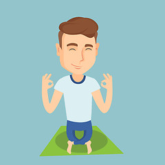 Image showing Man meditating in lotus pose vector illustration.