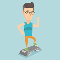 Image showing Man exercising on stepper vector illustration.
