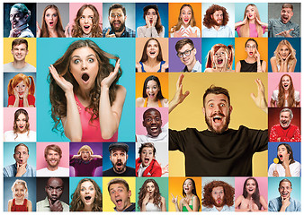 Image showing The collage of surprised people