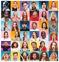 Image showing The collage of surprised people