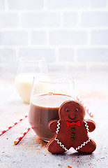 Image showing cocoa drink and gingerbread 