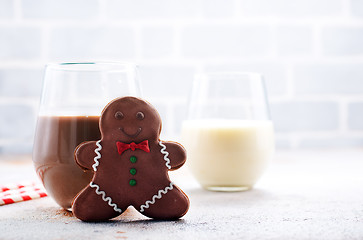 Image showing cocoa drink and gingerbread 