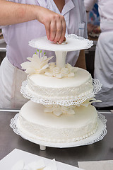 Image showing wedding cake with flowers