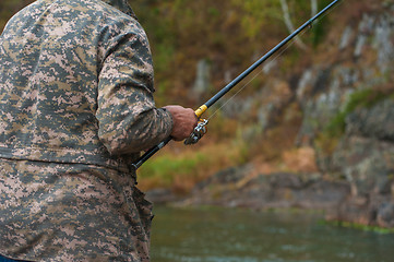 Image showing Fisherman at the Altai river